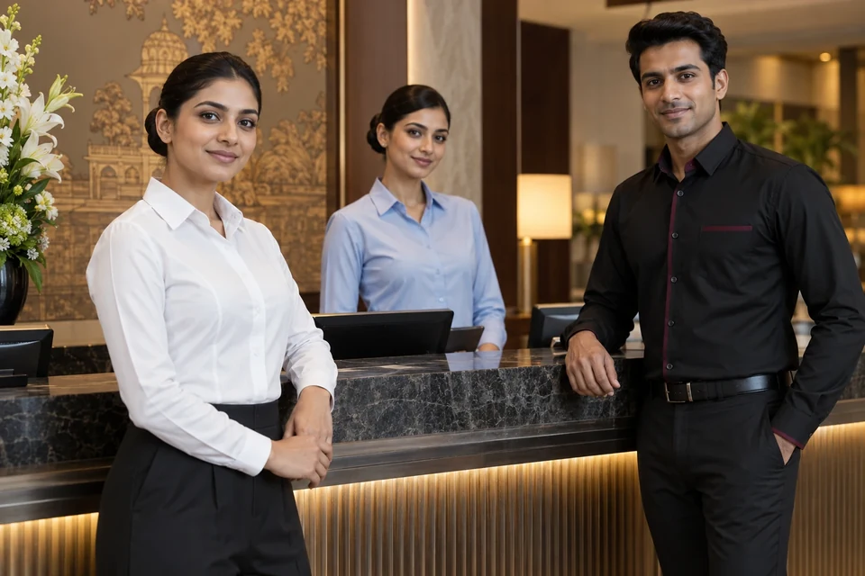 Hospitality models wearing Service Shirts & Blouses
