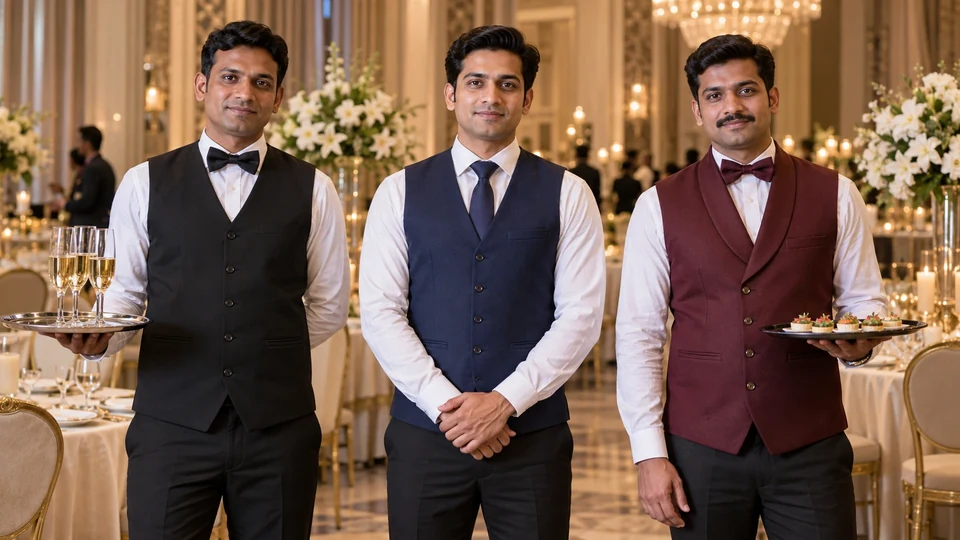Hospitality models wearing Service Waistcoats