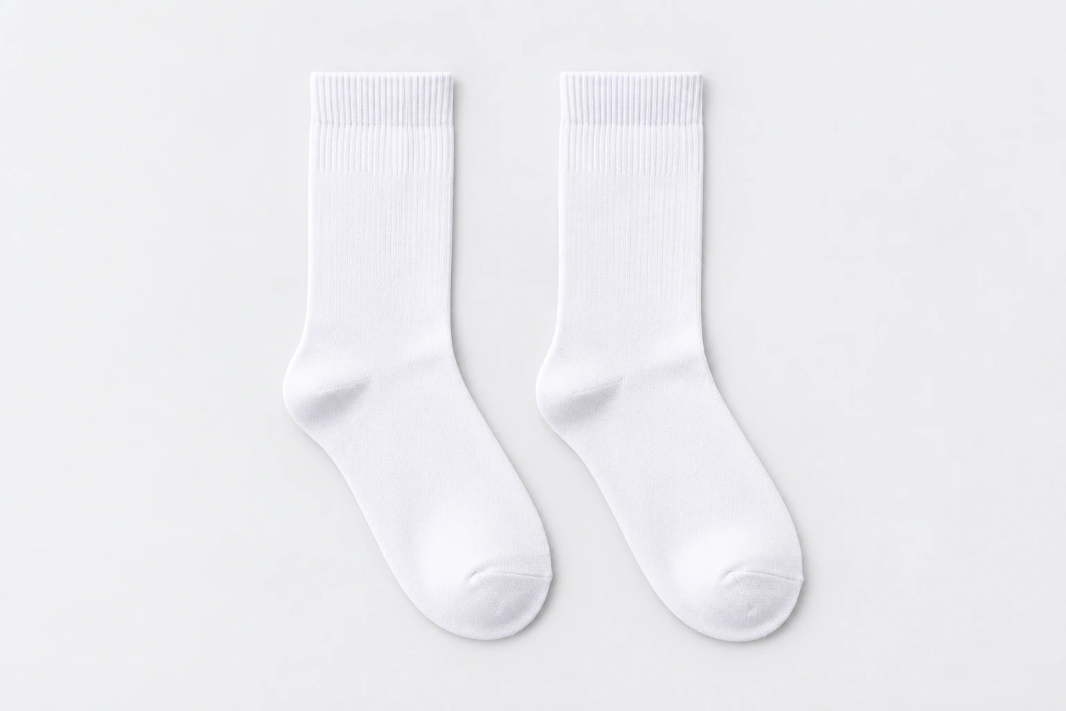 School Socks — plain white crew socks. product. Illustrative catalogue concept.