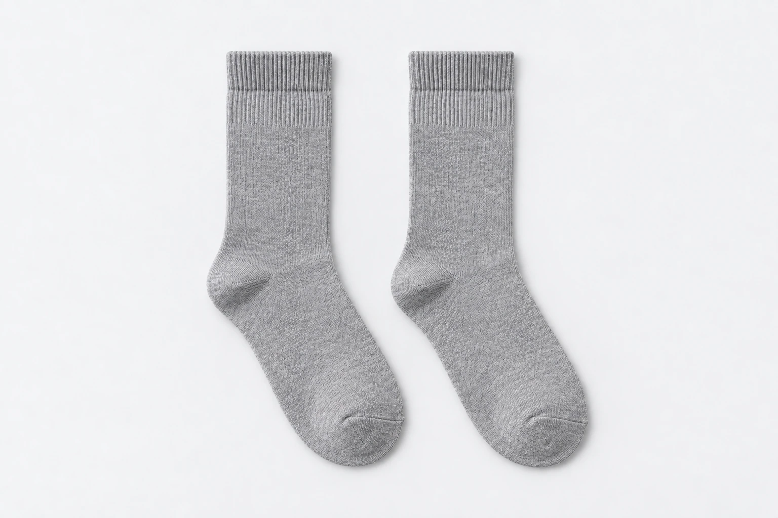 School Socks — medium grey marl ribbed mid-calf socks. product. Illustrative catalogue concept.