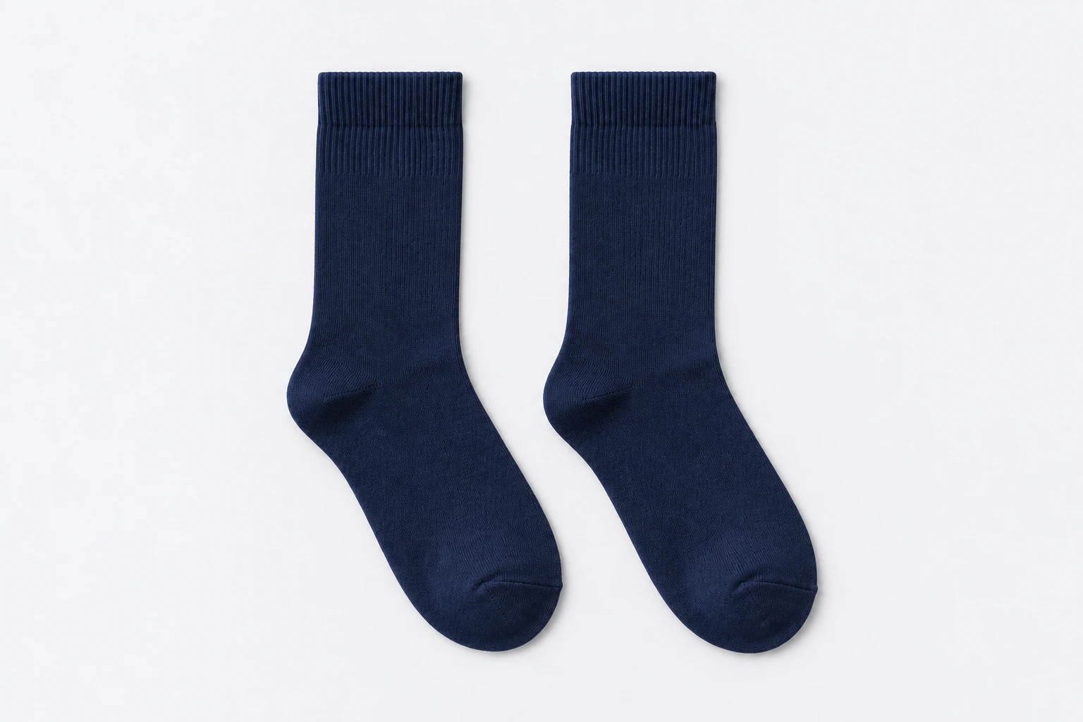 School Socks — deep navy crew socks. product. Illustrative catalogue concept.