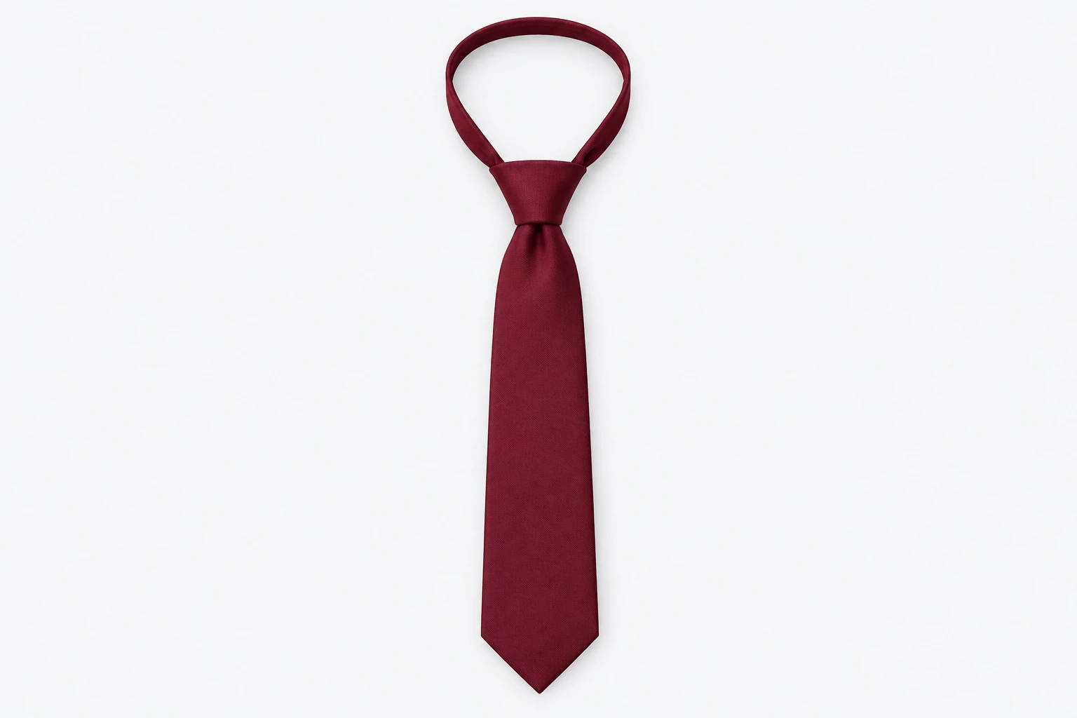School Ties — plain deep burgundy tie. product. Illustrative catalogue concept.