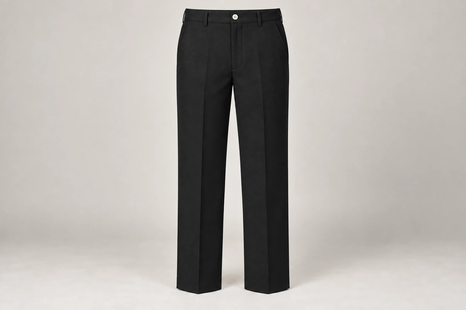 School Trousers — Black tailored straight-leg school trousers. product front. Illustrative catalogue concept.