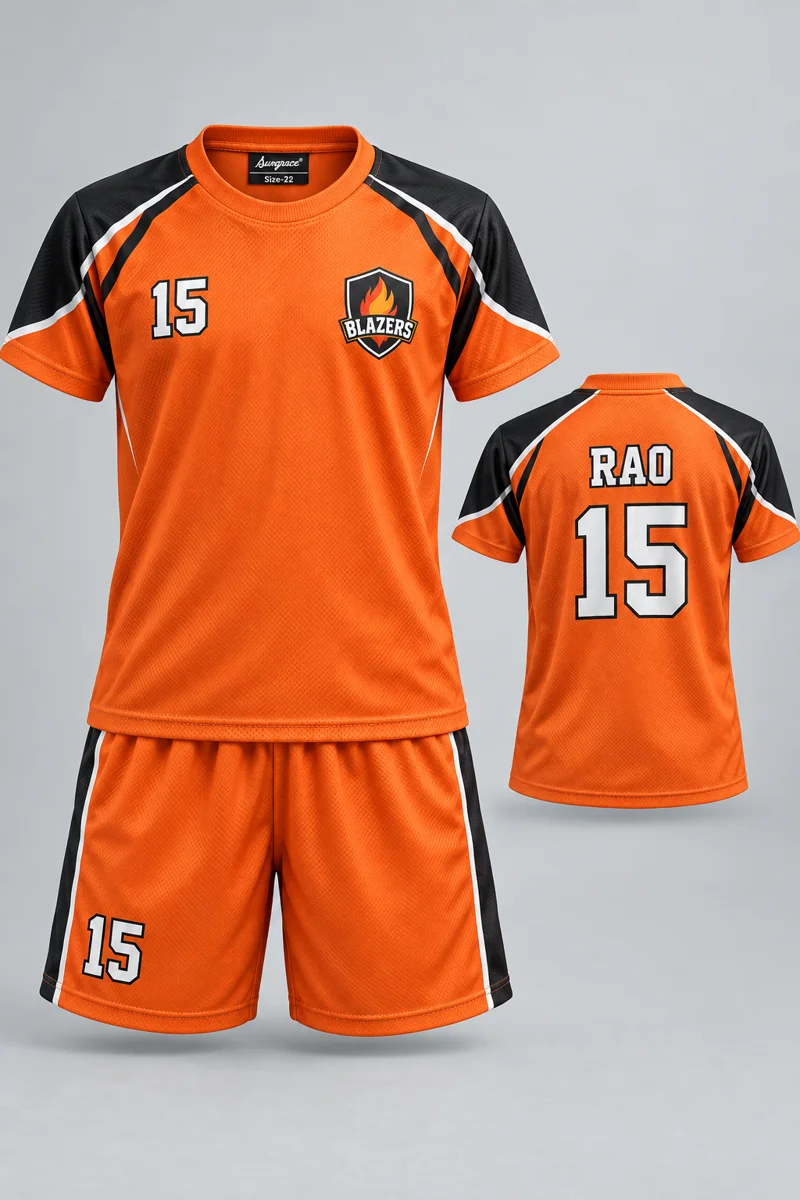 Children's Badminton kit: Orange Velocity, RAO 15, team crest and Sungrace neck label