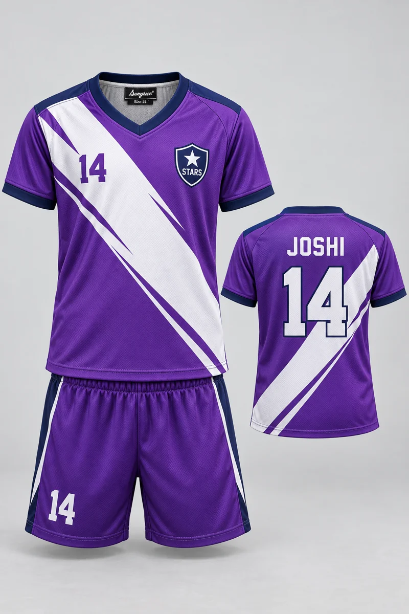 Children's Badminton kit: Violet Stride, JOSHI 14, team crest and Sungrace neck label