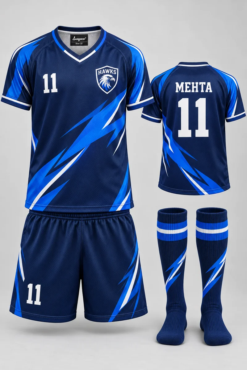 Children's Hockey kit: Navy Lightning, MEHTA 11, team crest and Sungrace neck label