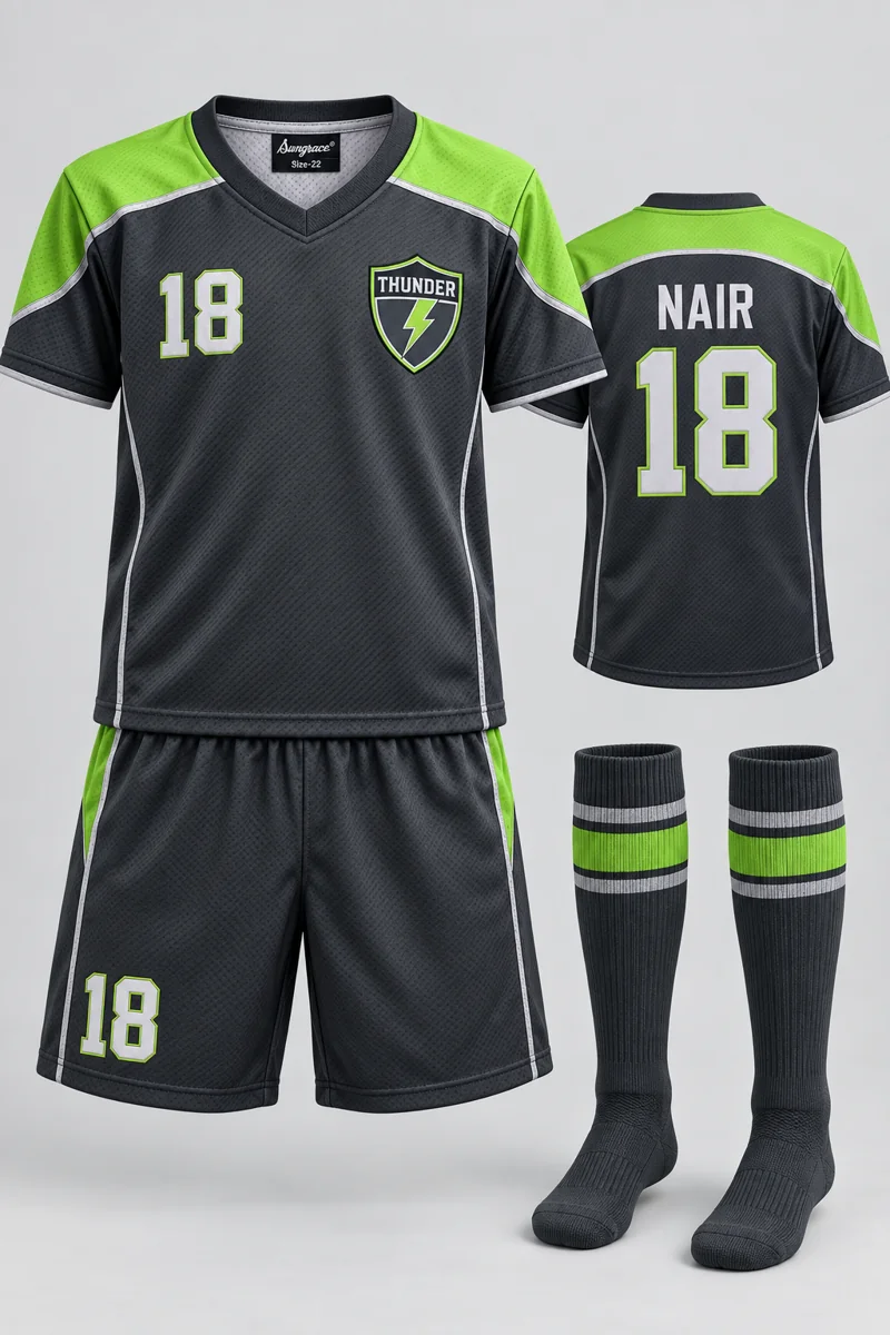 Children's Hockey kit: Charcoal Sprint, NAIR 18, team crest and Sungrace neck label