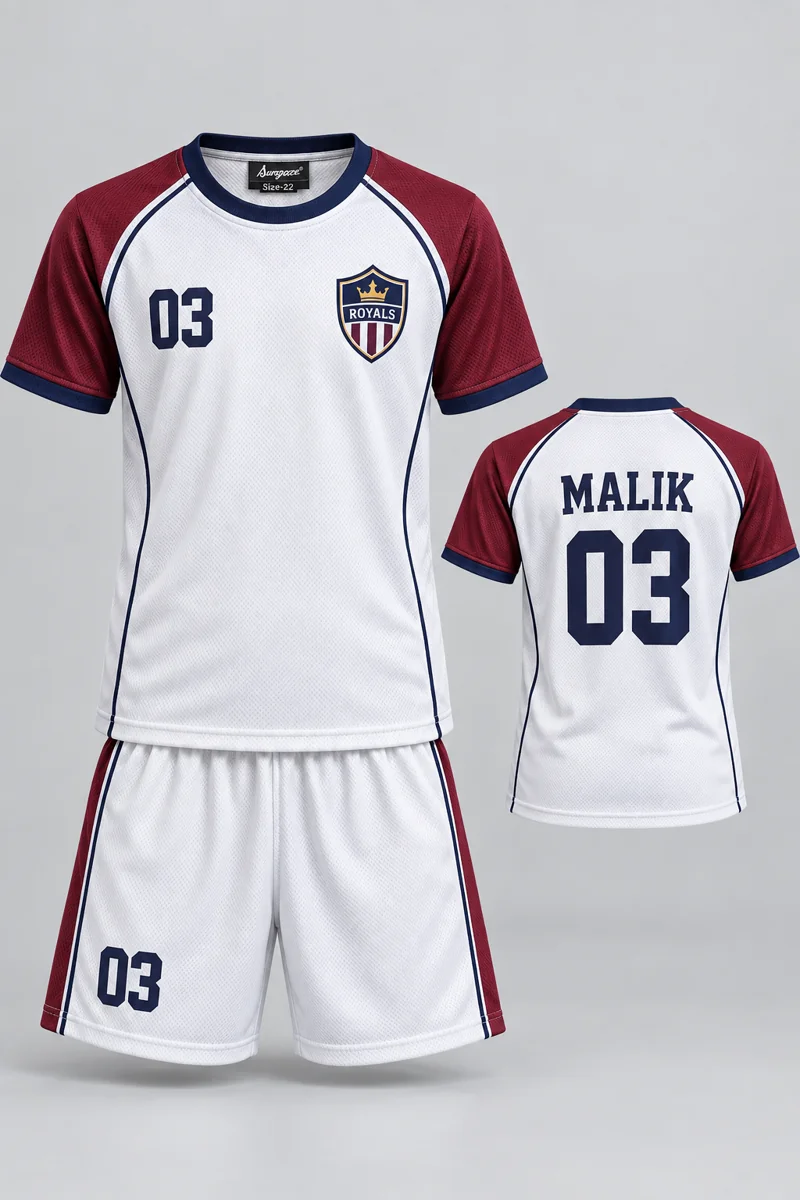 Children's Kho-Kho kit: White Contrast, MALIK 03, team crest and Sungrace neck label