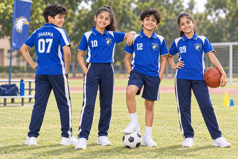 Schoolchildren wearing School PE & Team Kits team uniforms