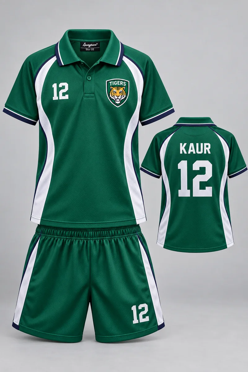 Children's Table Tennis kit: Emerald Side Panel, KAUR 12, team crest and Sungrace neck label