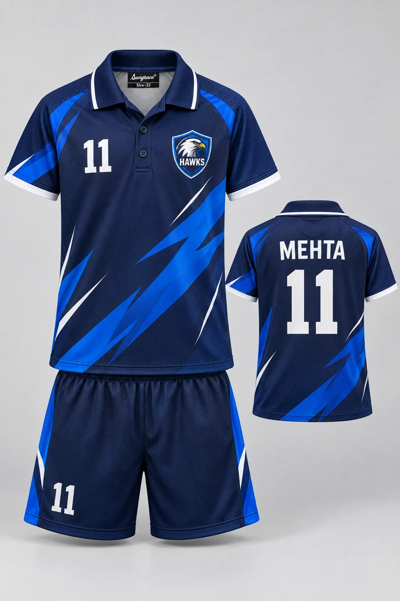 Children's Table Tennis kit: Navy Lightning, MEHTA 11, team crest and Sungrace neck label