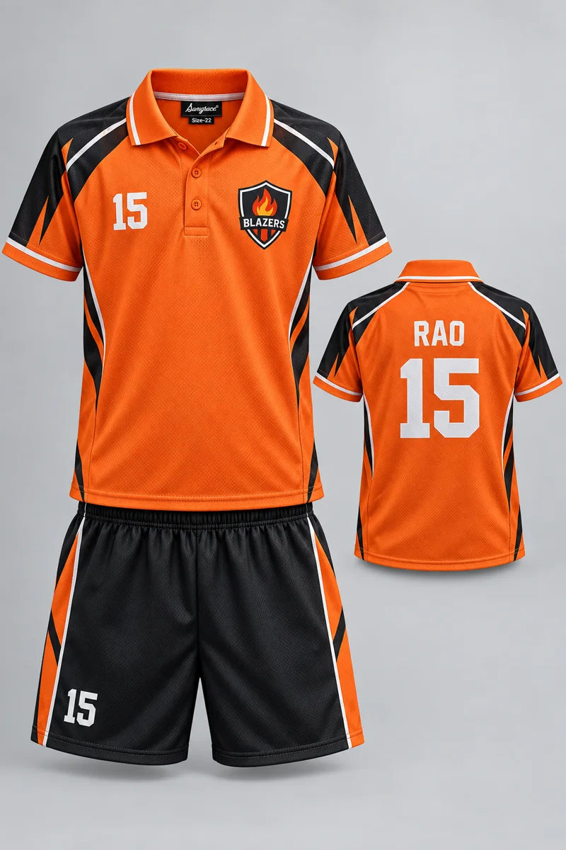 Children's Table Tennis kit: Orange Velocity, RAO 15, team crest and Sungrace neck label