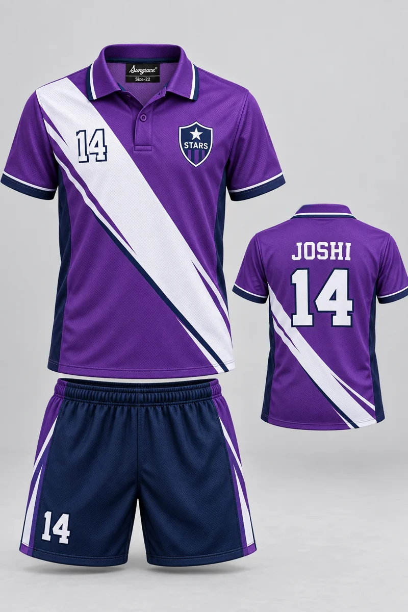 Children's Table Tennis kit: Violet Stride, JOSHI 14, team crest and Sungrace neck label