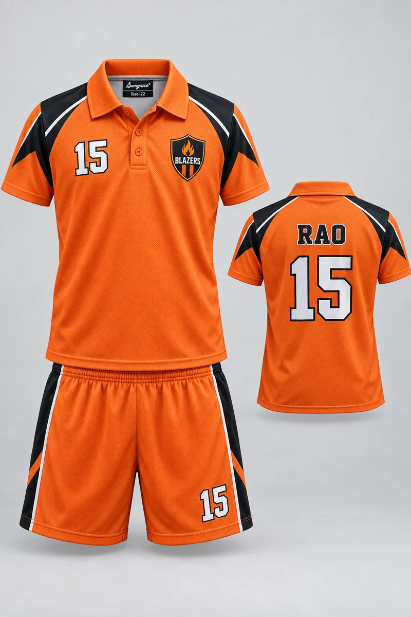 Children's Tennis kit: Orange Velocity, RAO 15, team crest and Sungrace neck label