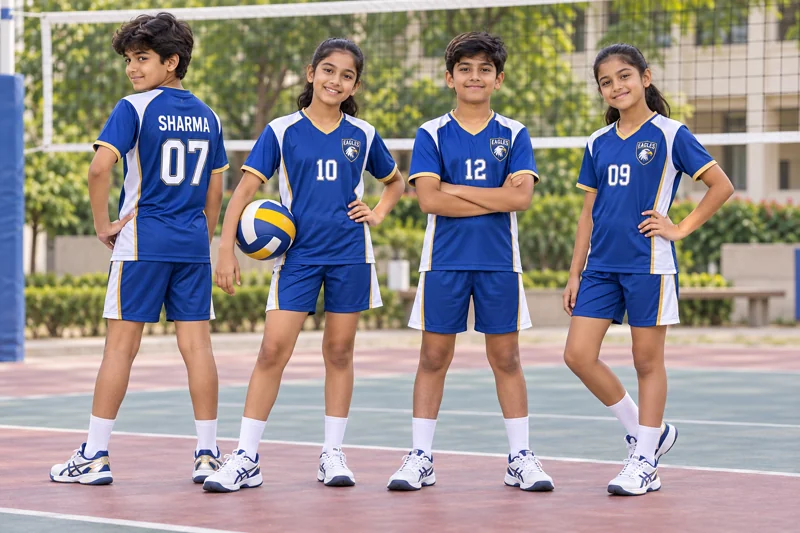 Schoolchildren wearing Volleyball team uniforms
