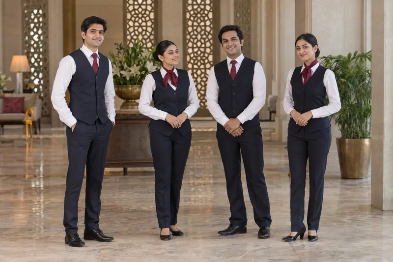 A Warm Welcome. Navy waistcoats, white shirts and burgundy accents. — collection preview