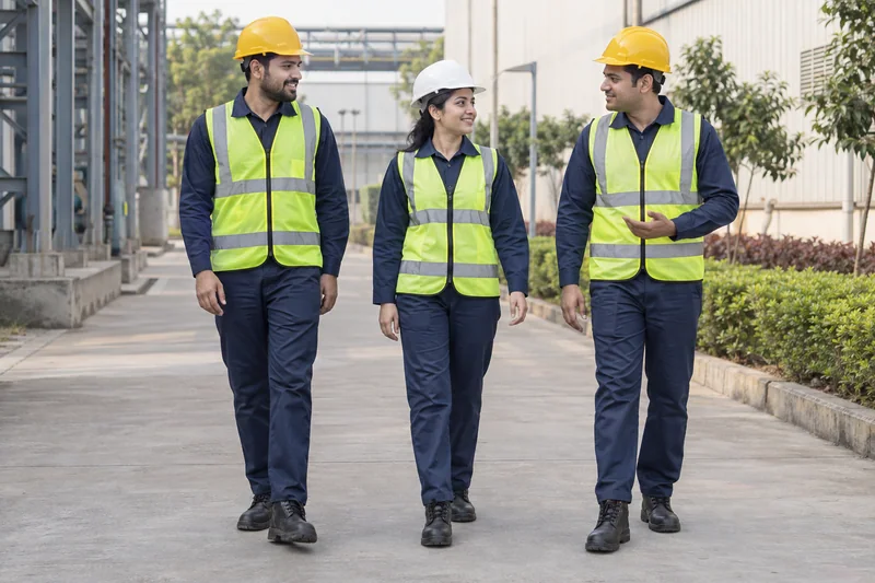 A Coordinated Site Team. Navy workwear with high-visibility layers. — collection preview