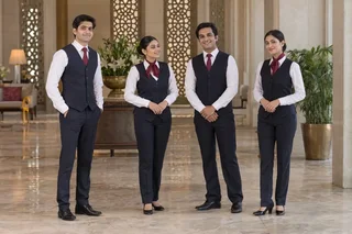 A Warm Welcome. Navy waistcoats, white shirts and burgundy accents. — collection preview