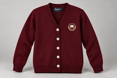 Full-Sleeve School Cardigans — Burgundy cardigan. product. Illustrative catalogue concept.