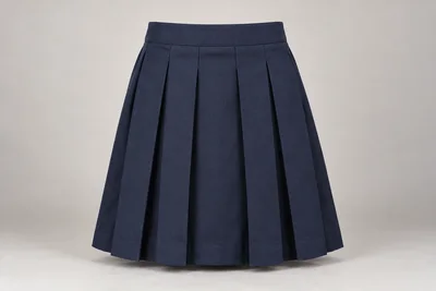 School Skirts — Navy box pleat. front product photograph. Illustrative catalogue concept.