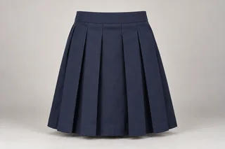 School Skirts — Navy box pleat. front product photograph. Illustrative catalogue concept.