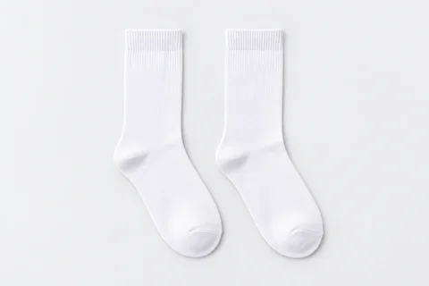 School Socks — plain white crew socks. product. Illustrative catalogue concept.