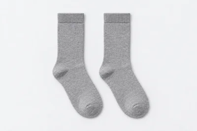 School Socks — medium grey marl ribbed mid-calf socks. product. Illustrative catalogue concept.