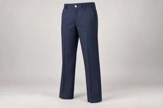School Trousers — Navy flat-front school trousers. product front. Illustrative catalogue concept.