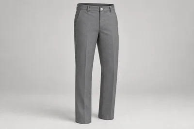 School Trousers — Mid-grey straight-leg school trousers. product front. Illustrative catalogue concept.