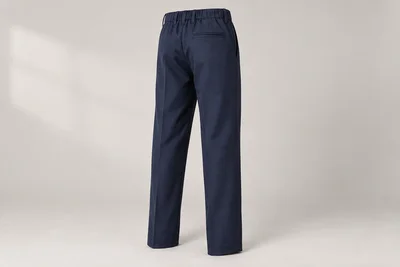 School Trousers — Navy school trousers with adjustable waistband. product rear. Illustrative catalogue concept.