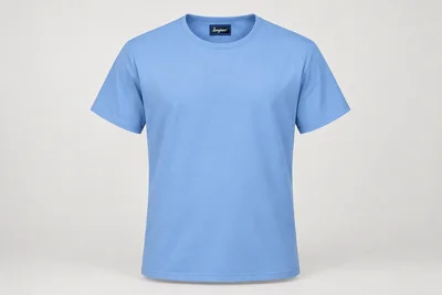 Underscrub Tops — Unisex ceil-blue short-sleeve crew-neck underscrub T-shirt. product front. Illustrative catalogue concept.