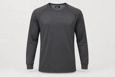 Underscrub Tops — Men’s graphite long-sleeve raglan underscrub top with compact cuffs. product front. Illustrative catalogue concept.