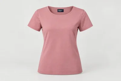 Underscrub Tops — Women’s dusty-rose short-sleeve round-neck underscrub top. product front. Illustrative catalogue concept.
