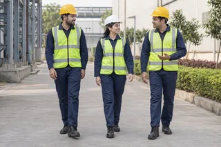 A Coordinated Site Team. Navy workwear with high-visibility layers. — collection preview